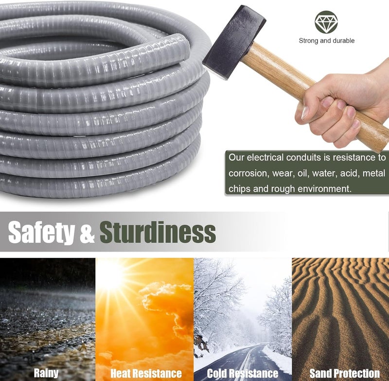 Feotech 1 1/4 Inch Flexible Conduit 25 FT Non Metallic Liquid-Tight Conduit.1-1/4" Dia - Image 5